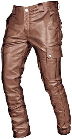 מכנסי עור דמוי עור מכנסיים של Steampunk מכנסיים מכנסיים דקיקים מכנסיים מעור מכנסיים לגברים