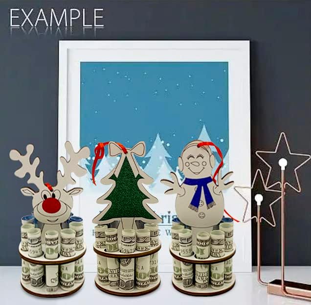 קופסת כסף לחג המולד של YWMSGM, עץ חג מולד מעץ בעבודת יד, איילים, קופסת כסף של שלג, קישוטים לבית לשולחן העבודה של