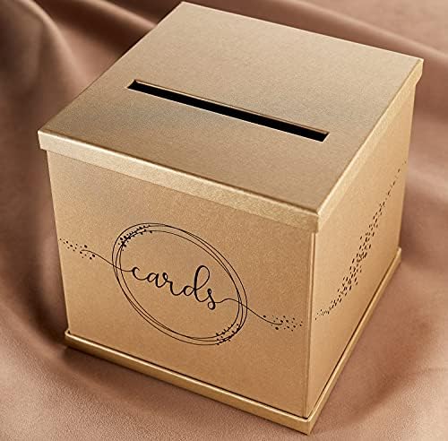 היילי צ'רי - קופסת כרטיס מתנה זהב עם עיצוב נייר כסף שחור - גימור מרקם - גודל גדול 10 x 10 - לקבלת קבלות פנים