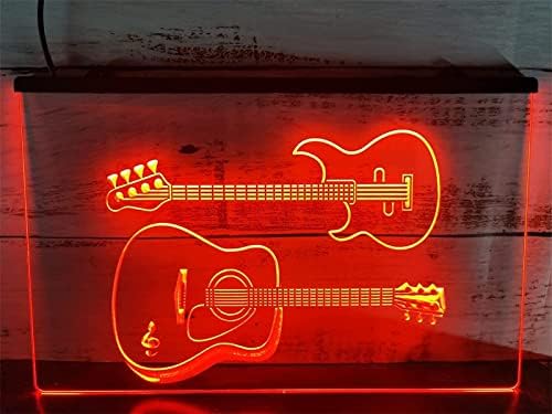 גיטרה dvtel שלט ניאון שלט LED דוגמנות אור אור אותיות זוהרות שלט לוח אקרילי ניאון אור דקורטיבי, 60x40 סמ.