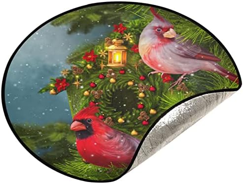 Cupada חג המולד אדום ציפור אדומה מחצלות עץ חג המולד חצאית עץ אטום למים, חג המולד קרדינל חורף חג המולד עץ עץ מגש