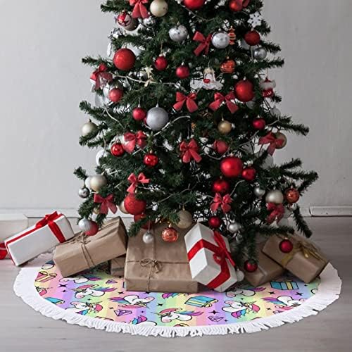 חג המולד פנטסטי פנטסטי חד קרן חצאית עץ חג המולד אדום עגול חג המולד עגול עץ עץ עם קצה משולב לקישוטי חצר חיצוניים