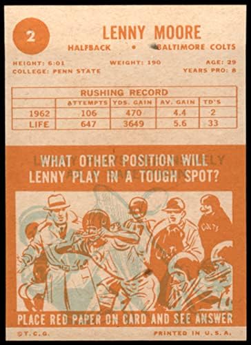 1963 Topps 2 לני מור בולטימור קולטס אקס/MT Colts Penn St