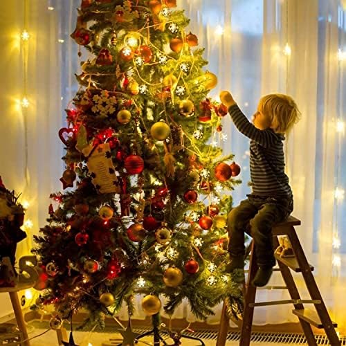 דבורה זועמת אורות מיתר שלג שלג סוללה מופעלת-33ft 80 LED, קישוטי עץ חג המולד, אור פיות תליה בחורף, למסיבת חדר השינה
