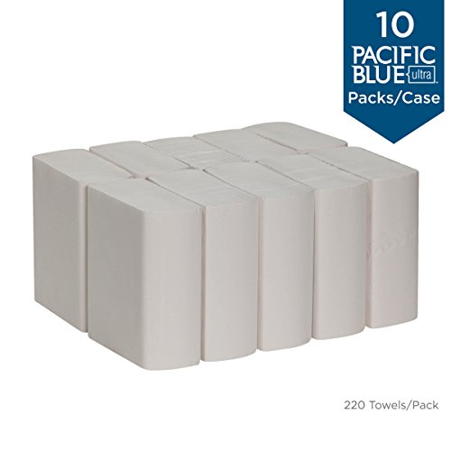 מגבות נייר פרימיום ג'וניום כחול פסיפיק אולטרה -פסיפיק מגבות נייר פרימיום של GP Pro, לבן, 20886, 220 מגבות לכל חבילה, 10 חבילות