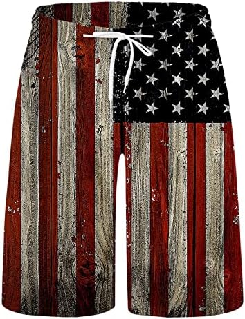מכנסי לוח עצמאות של ZDDO מכנסיים קצרים לגברים, דגל אמריקאי הדפסים גלישה במכנסיים קצרים בקיץ גזעי שחייה פטריוטיים
