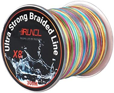 קו דיג קלוע Runcl, 8 קווים קלועים עמידים בפני שחיקה, סופר עמיד, יציקה חלקה, מתיחה אפסית, קוטר קטן יותר, צבע קשת לנראות