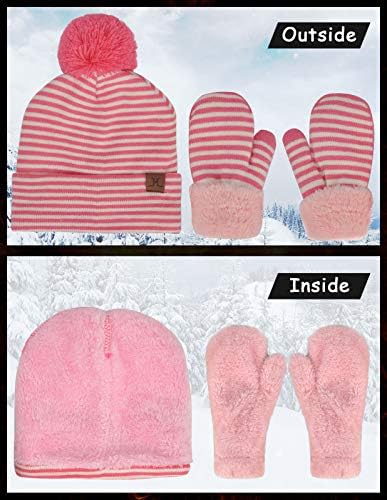 כפפות כפפות כפפות כפפות כפפות כפפות כפפות חורפיות מוגדרות פליס סרוג חם מרופד לילדים לילדים בגיל 2-5