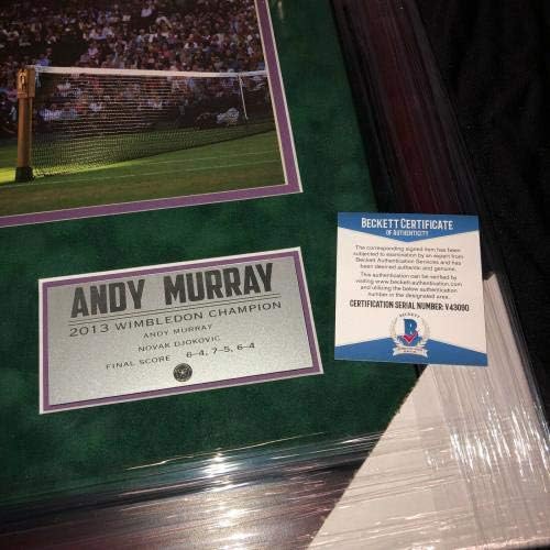 אנדי מוריי חתם על תוכנית כרטיסים ממוסגרת בווימבלדון לשנת 2013 ופיסת צילום 25 על 22 מגזיני טניס חתומים