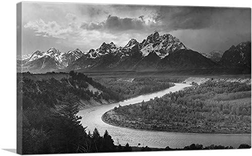 ארטקנבס הטטונים-נהר הנחש-הפארק הלאומי גרנד טטון-ויומינג הדפס אמנות בד מאת אנסל אדמס-26 איקס 18