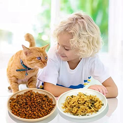 קרמיקה חתול קערה, חתול קערות עבור מזון ומים, 6 אינץ שמנת מוצק צבעים רחב חתול מנות, זיף עייפות משלוח לחיות מחמד גור חתלתול