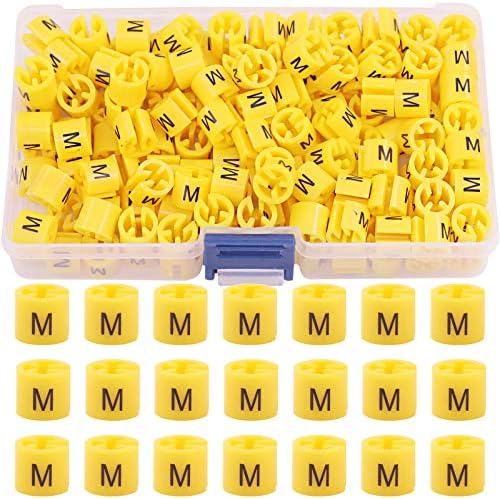 SWPEET 150 יחידות צהובות 【גדלים M】 בגדי פלסטיק קולב סמני גודל + 150 יחידות ורוד 【גדלים S】 בגדי פלסטיק קולב קולב סמני גודל +
