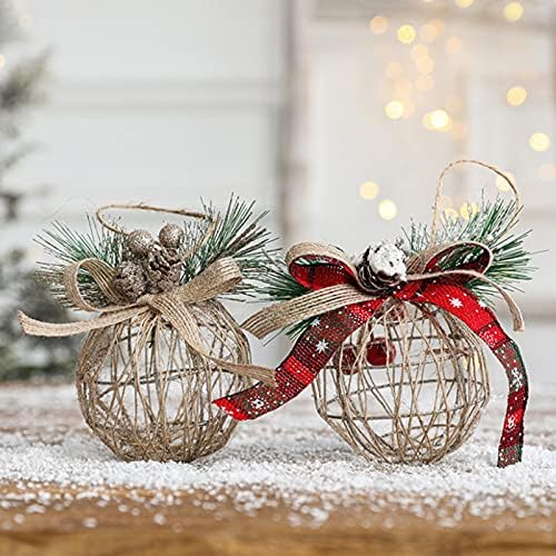 מתנות דקורטיביות מעודנות לחג המולד, קישוטי כדור חג המולד של 2 יחידים, עץ חג מולד מחושל עץ חג המולד עץ מתכת