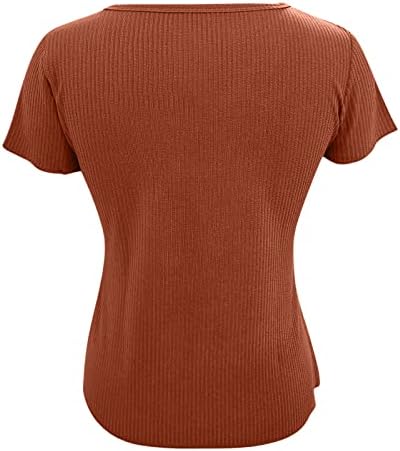 חולצה חזה עליונה נשים שרוול קצר עמוק V צוואר כבל מצולע סרוג חולצה אלגנטית H3