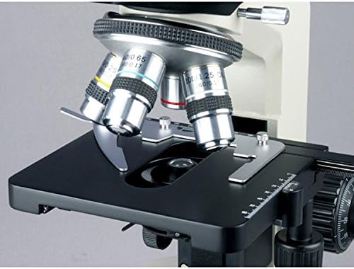 AMSCOPE B490 תרכובת מיקרוסקופ משקפת, עיניים WF10X, הגדלה של 40x-1000X, שדה בהיר, תאורת הלוגן, מעבה ABBE, שלב מכני שכבה כפולה,
