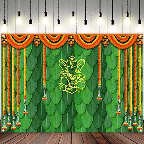 7 * 5 רגל בד הודו פוג 'ה מסורתי צילום רקע בננה עלה ירוק צ' טיה גאנש רקע ציפורני חתול פוג ' ה גנפטי חתונה