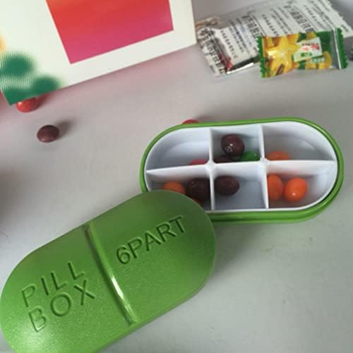 מיכל מכולה של Doitool Travel Pill Caller Camping חיצוני קמפינג נייד כדורים סגלגלים קופסה עם 6 תאים נשלפים מחזיק מיכל אחסון