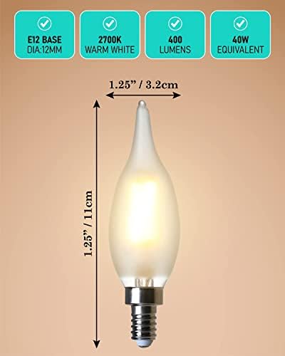 אמדטו 36 מארז מנורת נברשת חלבית 40 וואט שווה ערך, נורות מנורת לד לבן רך 2700 קראט ניתן לעמעום, ה12 נורות מסוג בסיס ב',