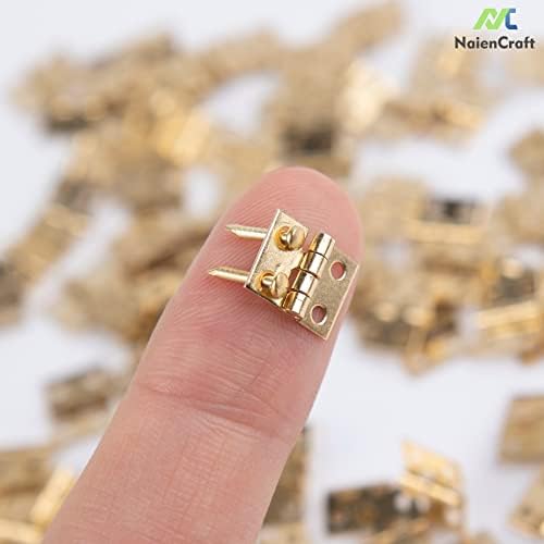 Naiencraft, חבילה של 100 צירים מיניאטוריים זהב חומרה מיני צירים רטרו רטרו קופסת תכשיטים קופסת תכשיטים חומרה זעירה עם
