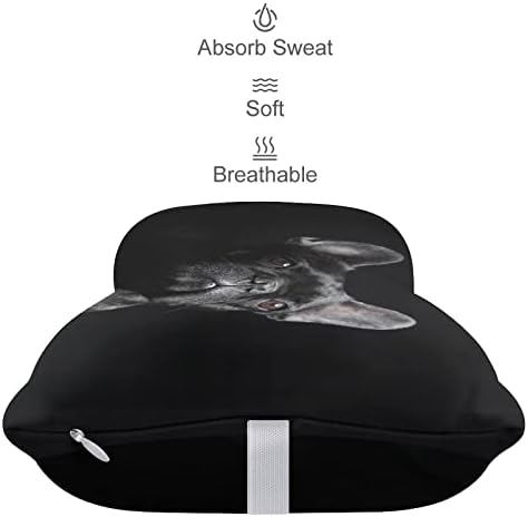 דיוקן של כרית צוואר צוואר רכב שחור של בולדוג צרפתי של 2 כרית כריות ראש רכב בצורת עצם כרית לרכב נסיעות דקורטיביות ביתיות