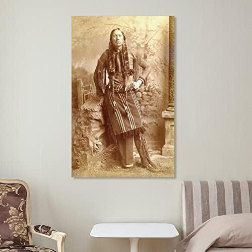 תמונה ישנה של הילידים האמריקאים האמריקאים ההודית ההודית קומאנצ'ה צ'יף קוואנה פרקר קיר ציורי אמנות קנבס דקור קיר
