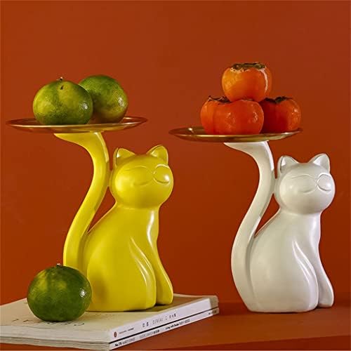 פסלוני חתול של Eyhlkm מגש אחסון תצוגת מלאכת פירות פירות שרף שרף קישוטים מחזיקים קישוט