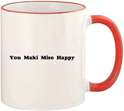 מתנות Knick Knack you Maki Miso Happy - 11oz ידית צבעונית וספל קפה שפה, שחור