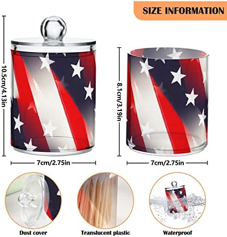 innewgogo דגל אמריקאי 2 חבילות כותנה כותנה מחזיק כדורים מארגן מארגן מתקן כפיות כותנה מפלסטיק עם מכסים אחסון