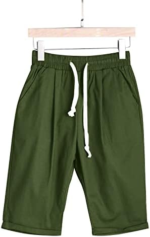 מכנסי כותנה קיץ של MNBCCXC מכנסי כותנה בקיץ פלוס מכנסיים קצרים מותניים גבוהים שרוך כיס אימון חוף חמש מכנסיים קצרים