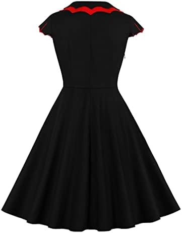 שמלות חג מולד לנשים 2022, שמלת תה וינטג 'משנות החמישים של נשים שרוול שרוול שמלת רטרו שמלת קוקטייל נדנדה שמלת מסיבת קוקטייל