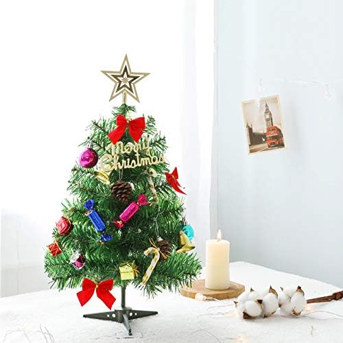 סימולציה קטנה של PVC עץ חג המולד, קישוטים של עץ חג המולד בשולחן העבודה, סט עץ חג המולד בגודל 19 אינץ '