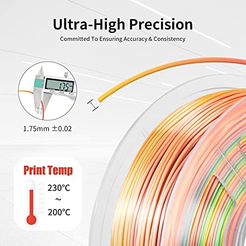 Sunlu Rainbow Silk Pla+ מדפסת תלת מימד נימה S2 מייבש נימה לבן, הדפסת תלת מימד PLA+ נימה 1.75 ממ, 1 קג סליל, קשת