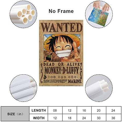Qlazo Anime Luffy מבוקש Bounty 3 מיליארד פוסטר שמח בד אמנות קיר תמונה הדפסת עיצוב משפחתי מודרני 12x18 אינץ '