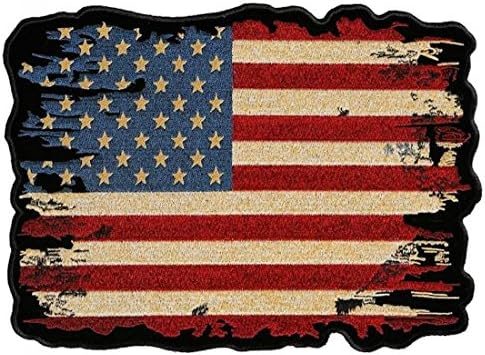 עור עליון פטריוטי במצוקה אמריקאית דגל אמריקאי רקום אופנוען אדום-אדום-גדול