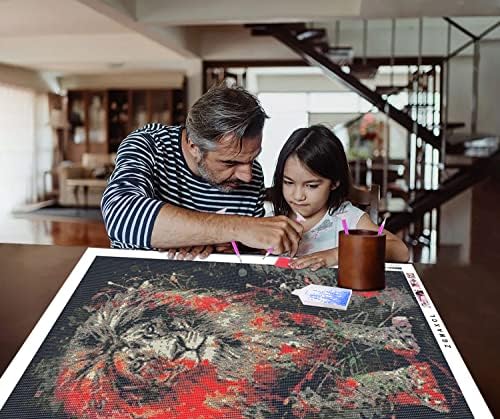 ZGMAXCL ציור יהלום DIY למבוגרים וילדים תרגיל מלא אריה צבוע פנינה בגודל גדול עיצוב קיר לחדר שינה מתנה מלאכת
