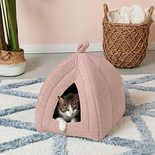 קטן חתול מיטת פליס מתקפל לחיות מחמד אוהל, רחיץ - בז ' חובב, קטן