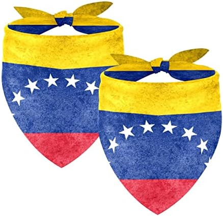כלב בנדנות 2 חבילה, דגל של ונצואלה לחיות מחמד צעיף, שיפון בנדנות משולש ליקוק אביזרי עבור קטן בינוני גדול כלבי גורי חיות מחמד