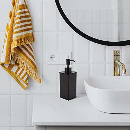 מתקן סבון, מתקן סבון שחור מרובע, מתקן סבון ידיים לאלומיניום עמיד בפני חלודה למטבח אמבטיה בית מלון 240 מל