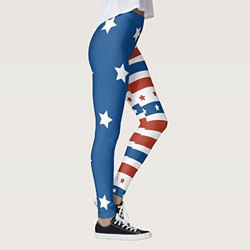 נשים של חלקה אימון חותלות כוכב פס הדפסת למתוח יוגה מכנסיים גבוהה מותן הרם באט ספורט כושר ארוך מכנסיים