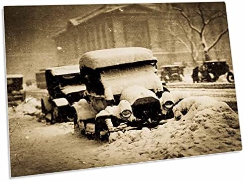 מכוניות 3 דרוזיות תקועות בעיר ניו יורק שלג 1917 Sepia - כרית שולחן מחצלות מקום
