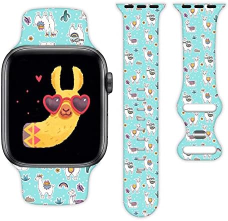 Llama Alpaca Watch Band תואם ל- Apple Watch 38 ממ 40 ממ 41 ממ 42 ממ 44 ממ 45 ממ סיליקון רצועת כף יד רצועת רצועה לנשים