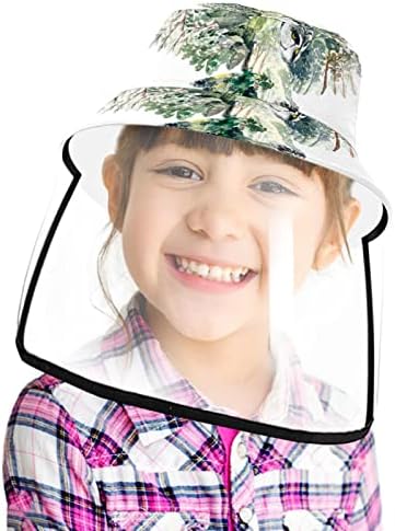 כובע מגן למבוגרים עם מגן פנים, כובע דייג כובע אנטי שמש, חיה ינשוף אמנות מופשטת