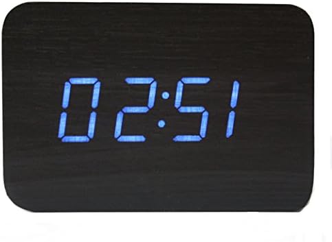 FANGDA דיגיטלי LED שעון עץ שעון מעץ שעון מעורר קומפקט מיני מציג תאריך זמן טמפרטורת קול מגע מופעל למשרד ביתי שולחני