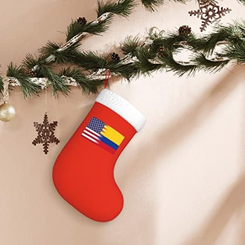 דגל אמריקה של TZT ודגל קולומביאני גרבי חג המולד, מתנות למסיבת חג חג המולד לקישוטים לחג משפחתי 18 אינץ '