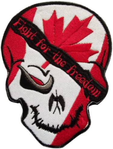 דגל קנדה וגולגולת נלחמים על החופש המורל הטקטי טלאי צבאי טלאי רקום