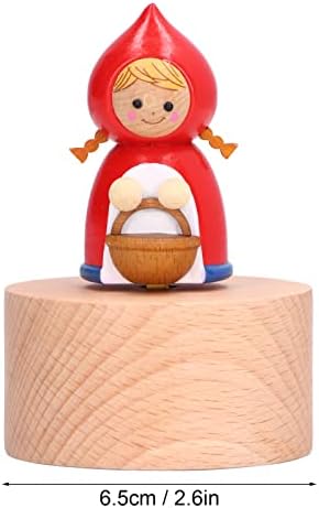Ladieshow מיני קופסת מוזיקת ​​עץ חמודה, קופסת מוזיקה מצוירת קטנה של מכסה כיפה אדומה של פסלוני קופסא מוזיקלית מגולפת,