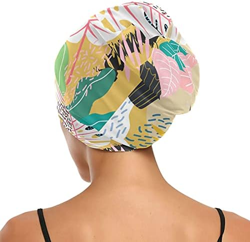 כובע עבודה של כובע שינה כפפות כפיות דקל עלים צמחים טרופיים פרחוניים מודרניים לנשים לעטוף לילה בגדי שיער