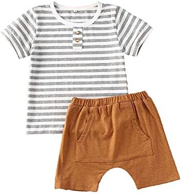 Goelelsakurara יילוד תינוקת תינוקות בוגי קיץ ילד ילד מפוספס חולצת מכנסיים קצרים מכנסיים 2 יחידות תלבושת מזדמנת