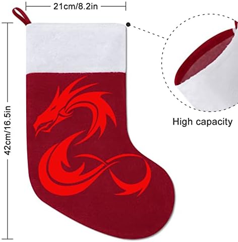 דרקון אדום גרב גרביים תלויים מדפיסים קישוטי אח עץ חג המולד