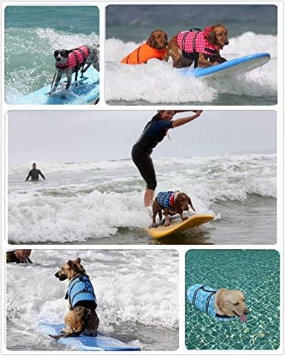 מעיל הצלה של כלב IZEFIA מעיל שחייה מעיל בטיחות צף חיים אפוד משמר חיים עם ידית לגור כלבים קטן כלב גדול